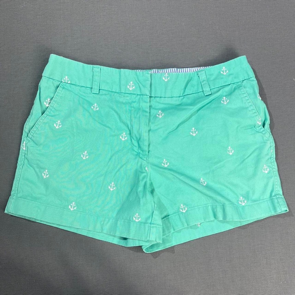 Cambridge Dry Goods Shorts Women's Size 4 Teal Green with Anchors Preppy